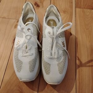Michael Kors White and Gold Monique Women's Sneakers